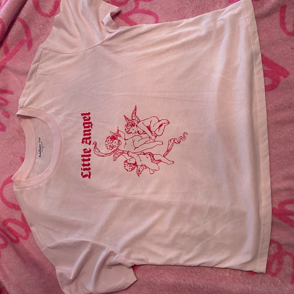 Rebellious One Light Pink Angel Graphic Tee